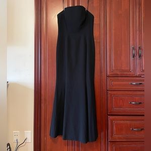 Strapless black formal maxi dress
